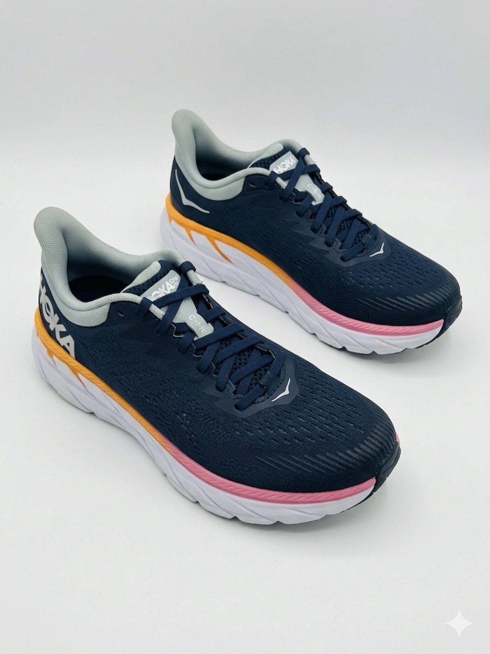 HOKA ONE ONE Clifton 7 Running Shoes - Midnight Navy / Rose Gold Accent